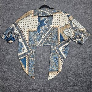 Shein Multicolored tie up Top With V Neck And Tie In Front Women’s Size M